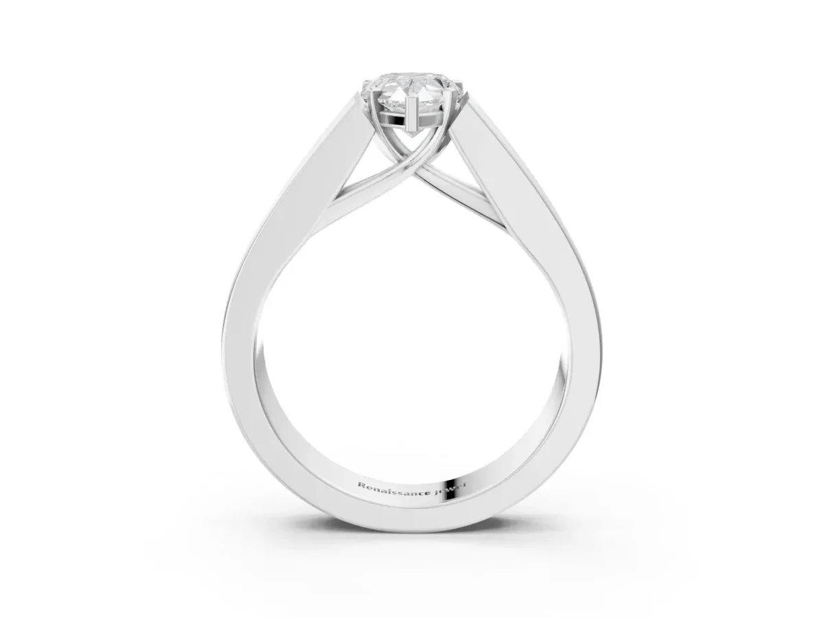 Pear Cut Cut Channel Set Solitaire Ring with Four-Prong Setting White gold