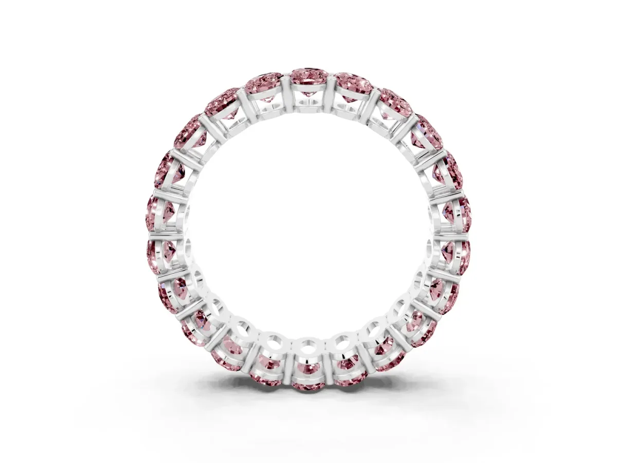 Oval Cut Morganite Eternity Band with Shared Prong Setting White gold