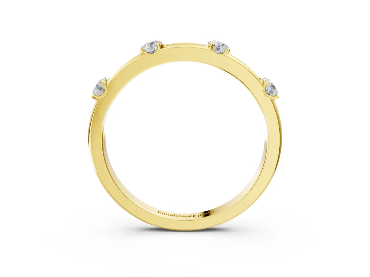 Round Diamond Channel Set Eternity Band with Prong Setting Yellow gold