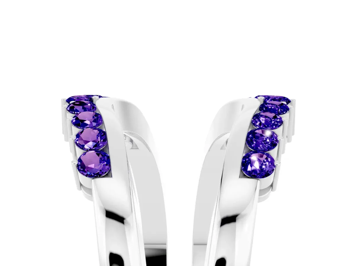 Round Tanzanite Chevron Contour Band with Prong Setting Platinum