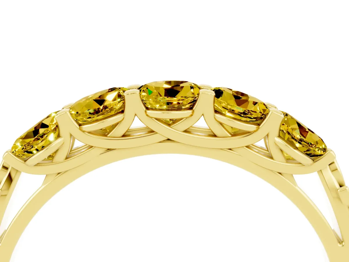 Five-Stone Round Yellow Sapphire Prong-Set Band Yellow gold