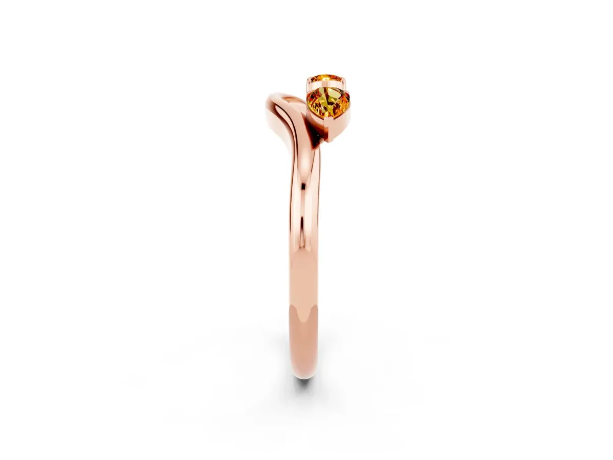Pear Cut Citrine Two-Stone Open Band Ring with Prong Setting Rose gold
