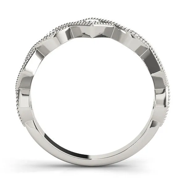 Milgrain Diamond Marquise and Square Band with Bezel Setting Platinum