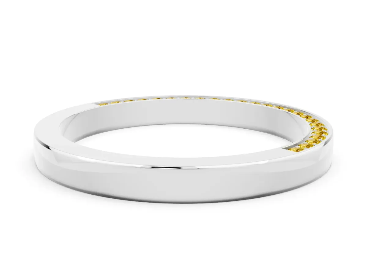Pavé Round Yellow Sapphire Channel Set Band Platinum