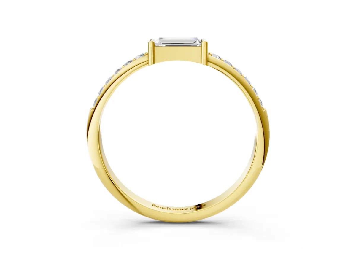 Baguette Diamond Pavé Band with Bar Setting Yellow gold