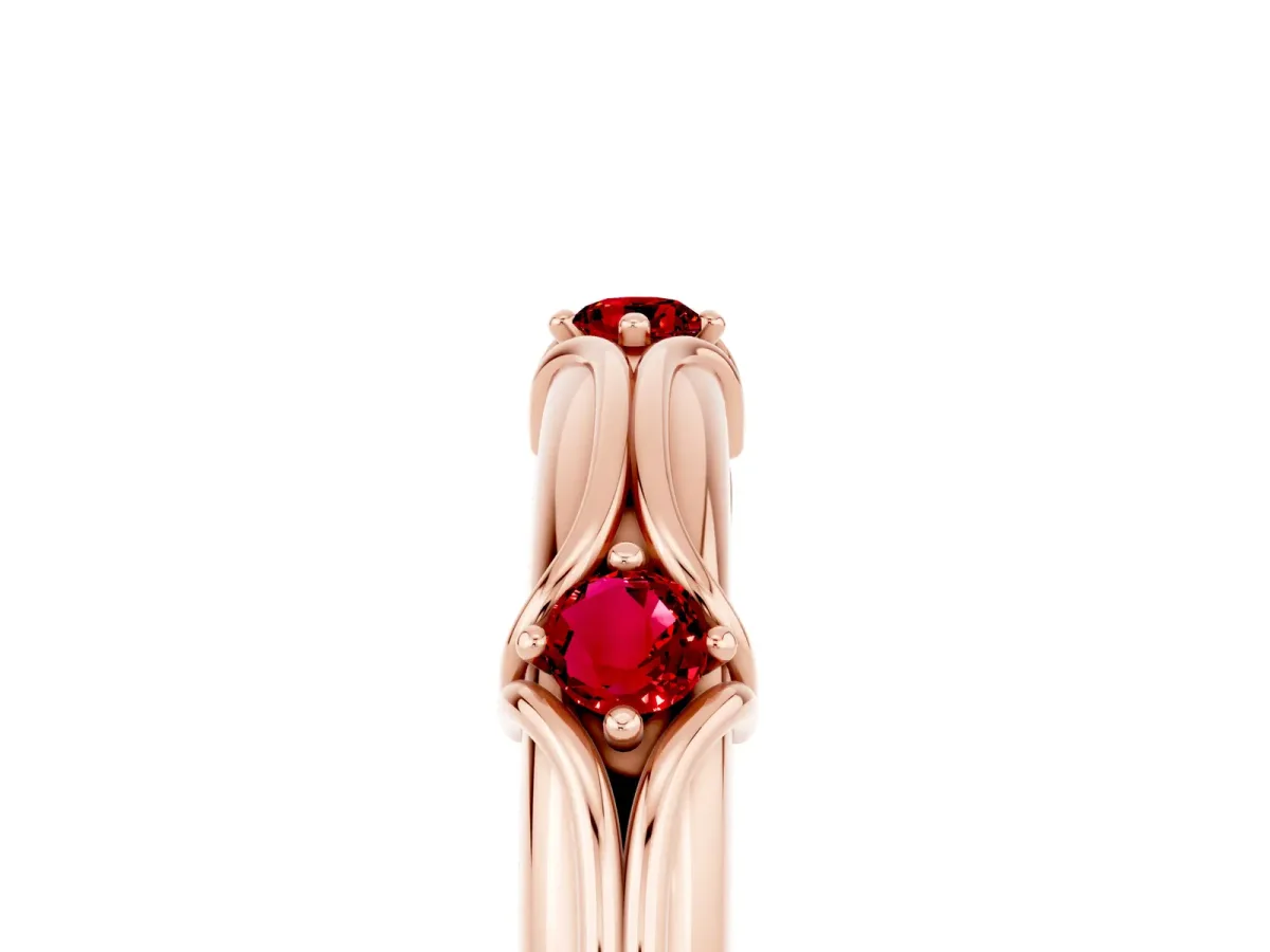 Round Ruby Prong Set Milgrain Eternity Band Rose gold