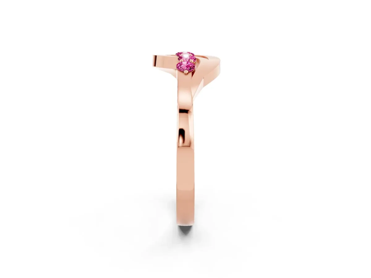 Five-Stone Round Pink Sapphire Crossover Band with Prong Setting Rose gold