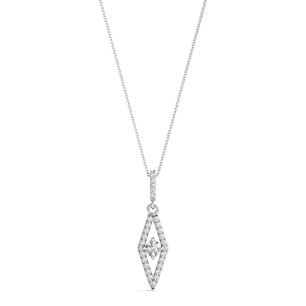 Round Cut Diamond Pavé Marquise Pendant White gold