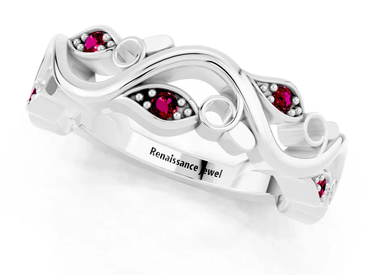 Marquise Garnet Vine Eternity Band with Bezel Setting Silver