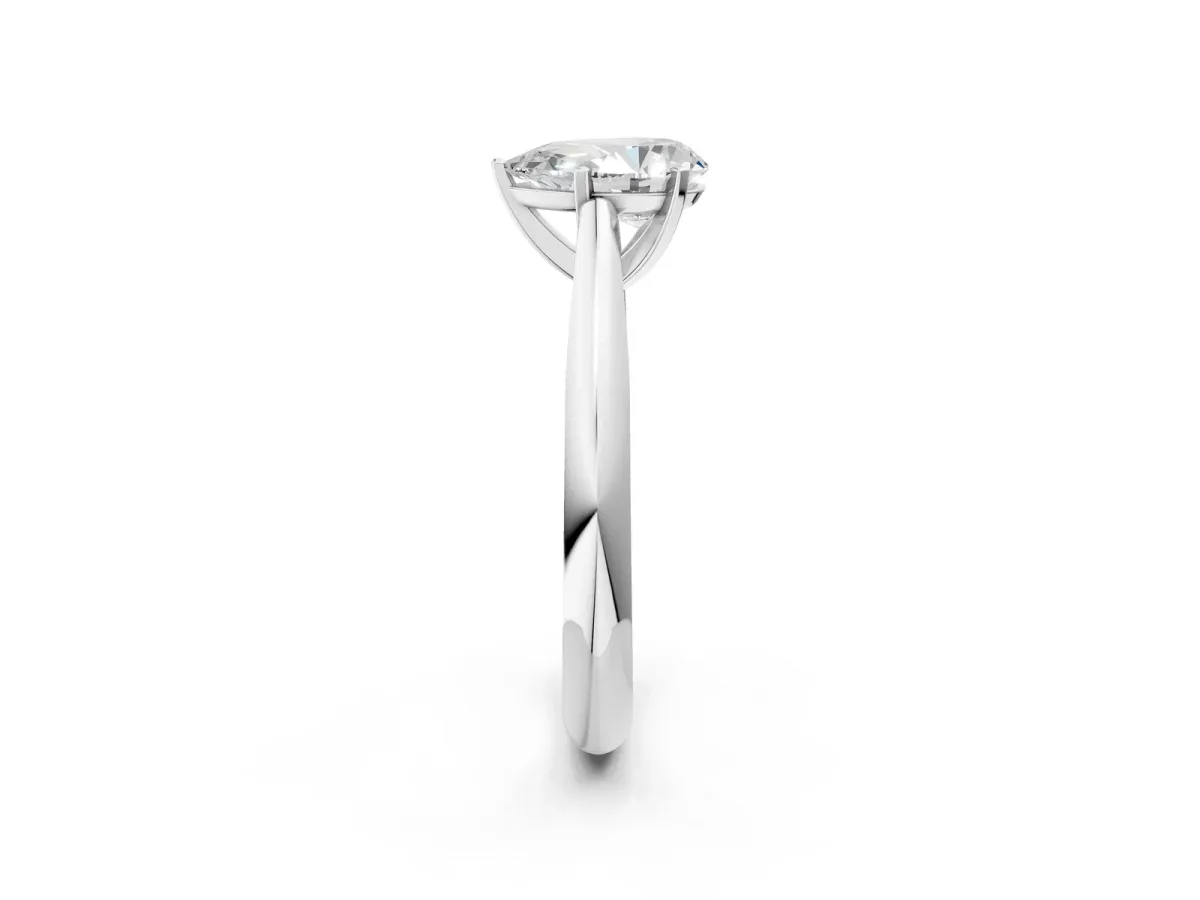 Pear Cut Diamond Solitaire Engagement Ring with Cathedral Setting and Four-Prong Mount White gold