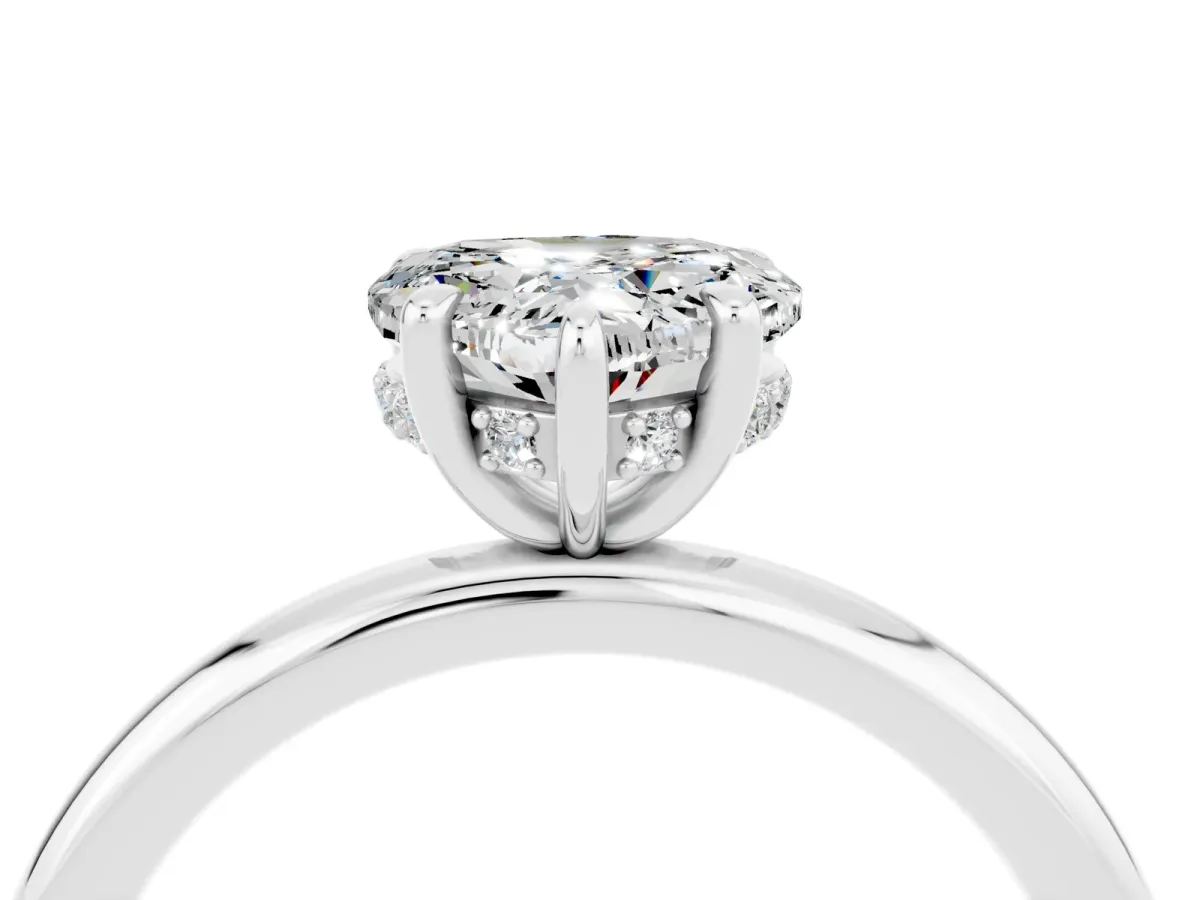 Heart Cut Moissanite Solitaire Ring with Thin Band and Four-Prong Setting White gold