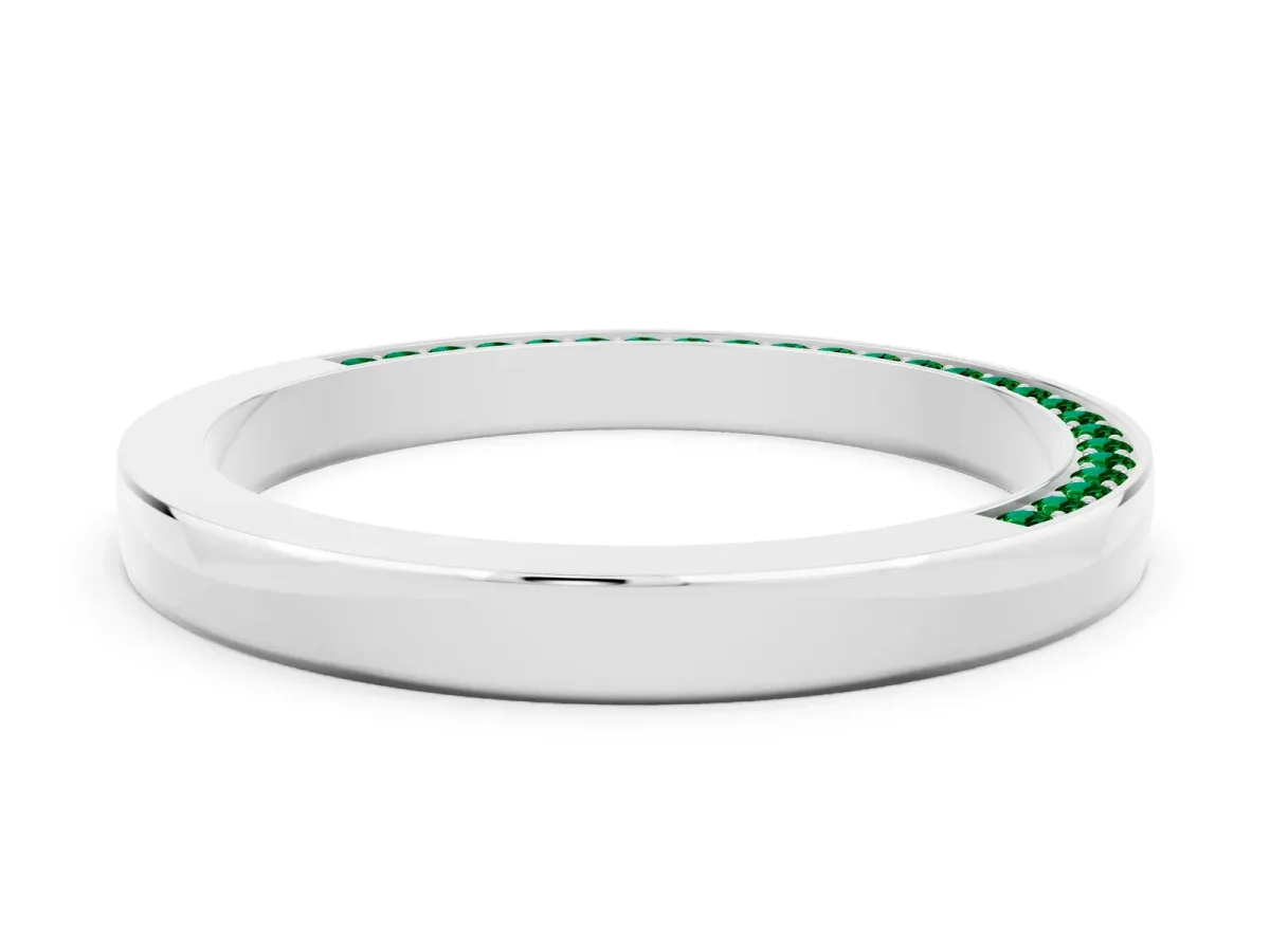 Pavé Round Emerald Channel Set Band Platinum