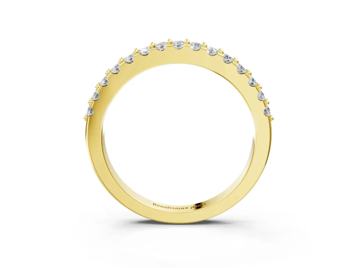 Round Diamond Pavé Set Half Eternity Band Yellow gold