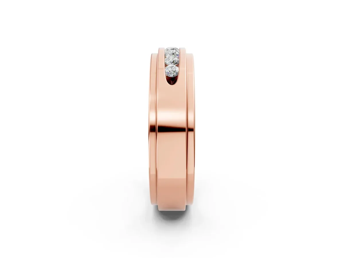 Round Diamond Seven-Stone Channel Set Mens Band Rose gold