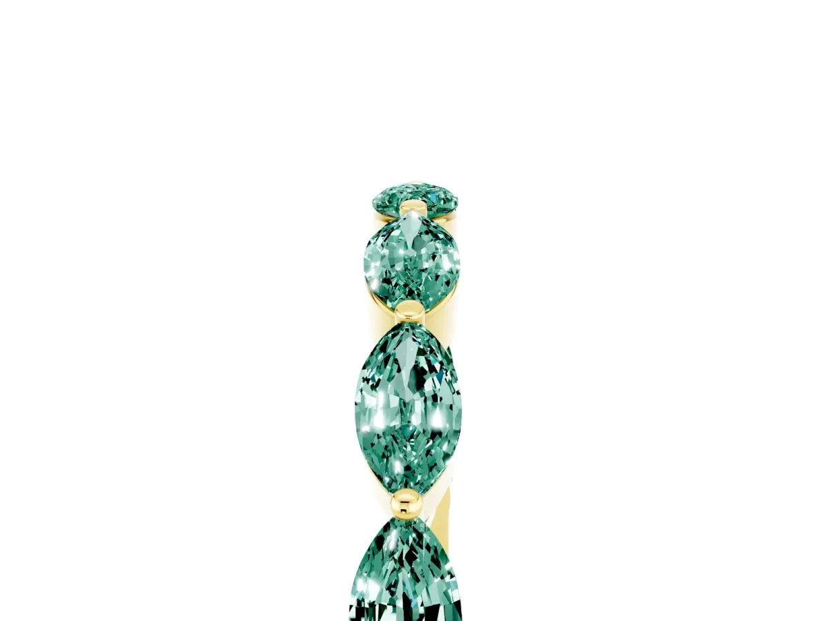 Marquise Green Sapphire Half Eternity Band with Prong Setting Yellow gold