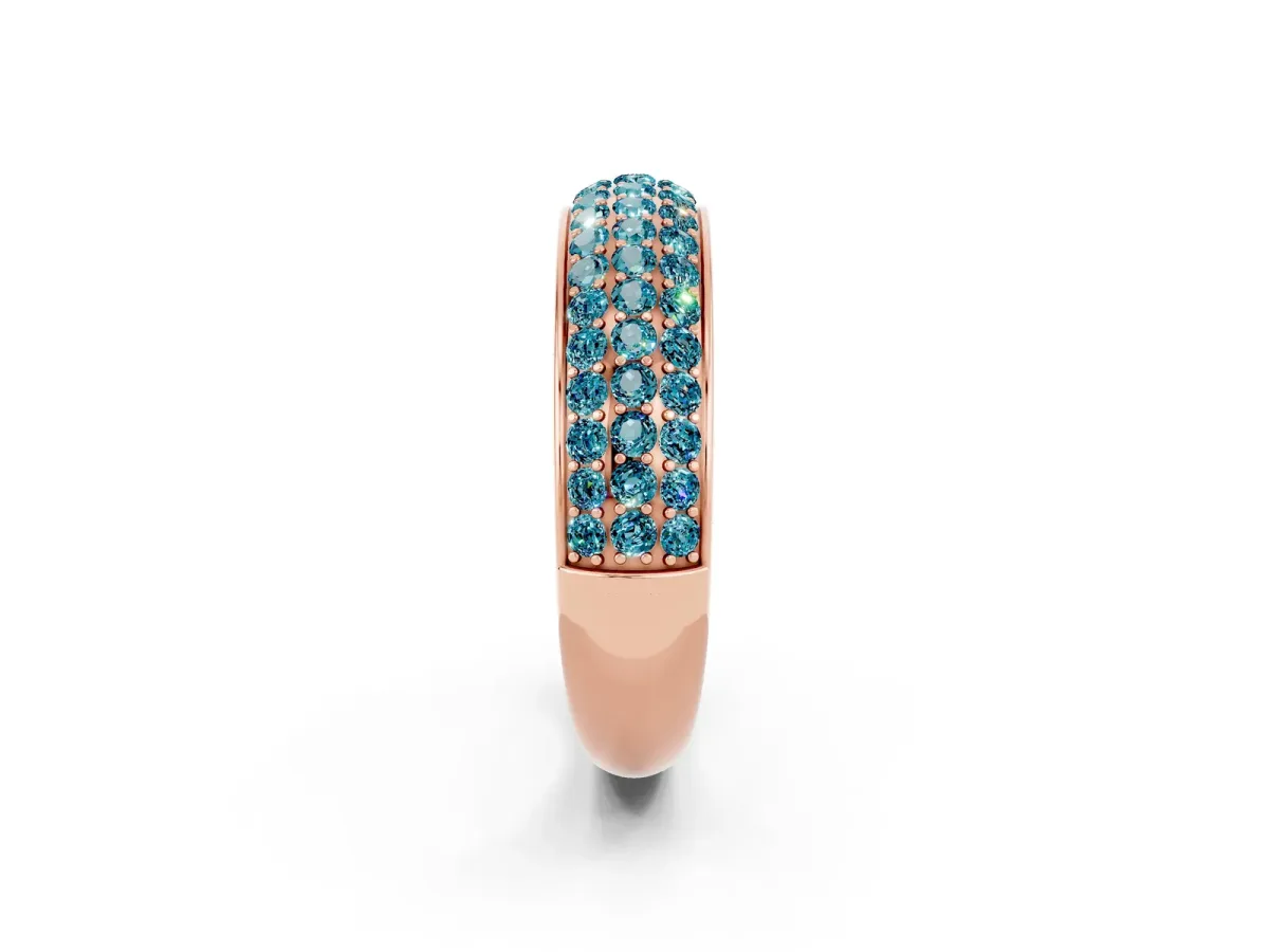 Three-Row Round Blue Topaz Eternity Band with Shared Prong Setting Rose gold