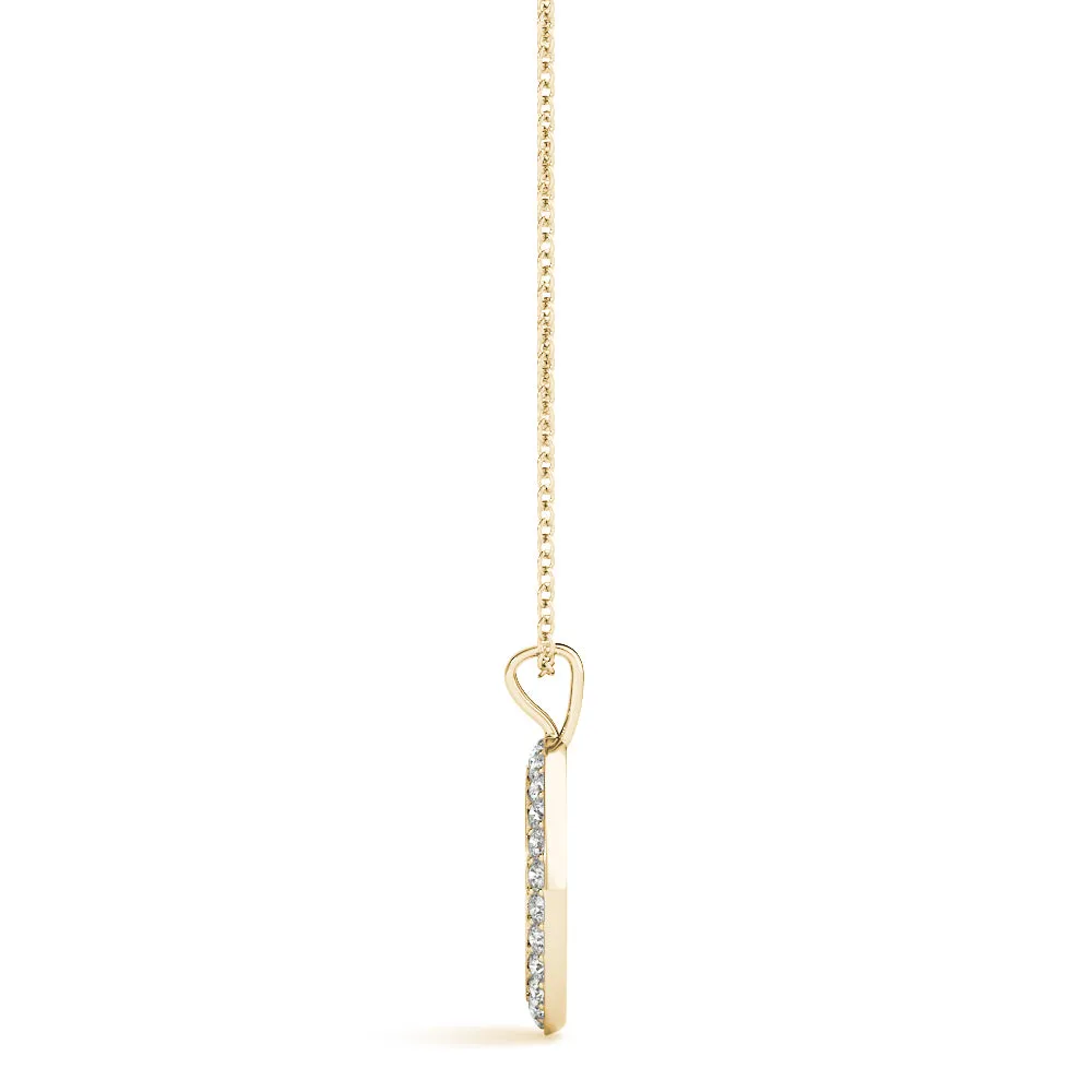 Round Brilliant Pavé-Set Diamond Peace Pendant Yellow gold