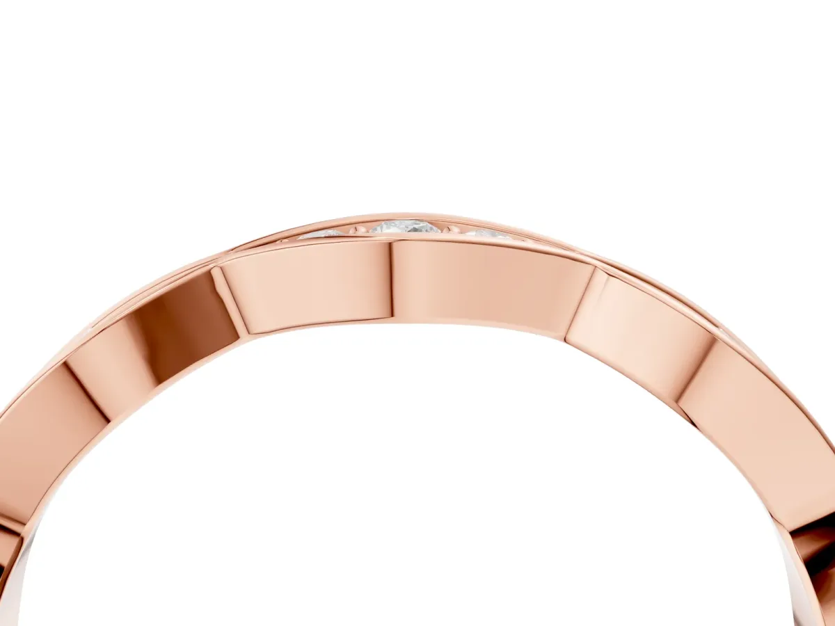 Round Diamond Scalloped Pavé Eternity Band Rose gold