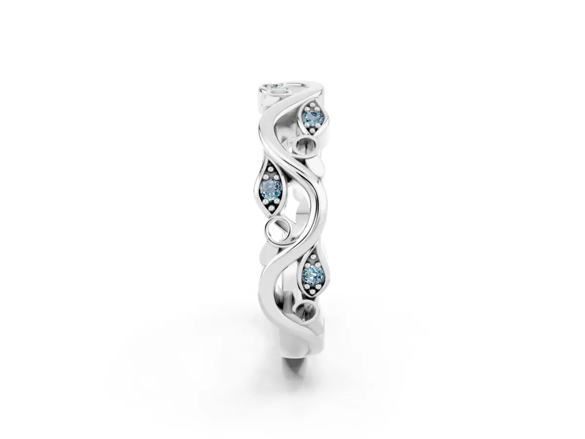 Marquise Aquamarine Vine Eternity Band with Bezel Setting Platinum
