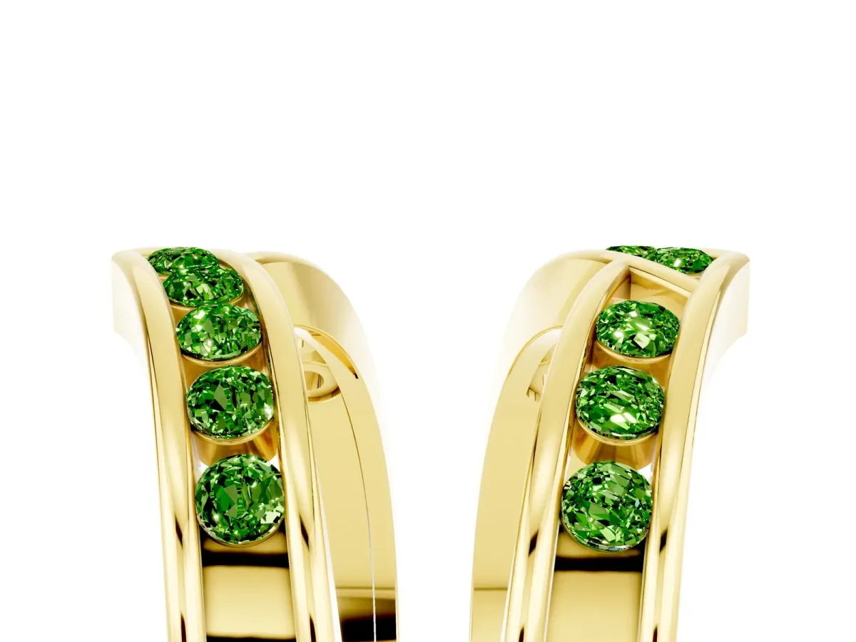 Round Peridot Channel-Set Chevron Band Yellow gold