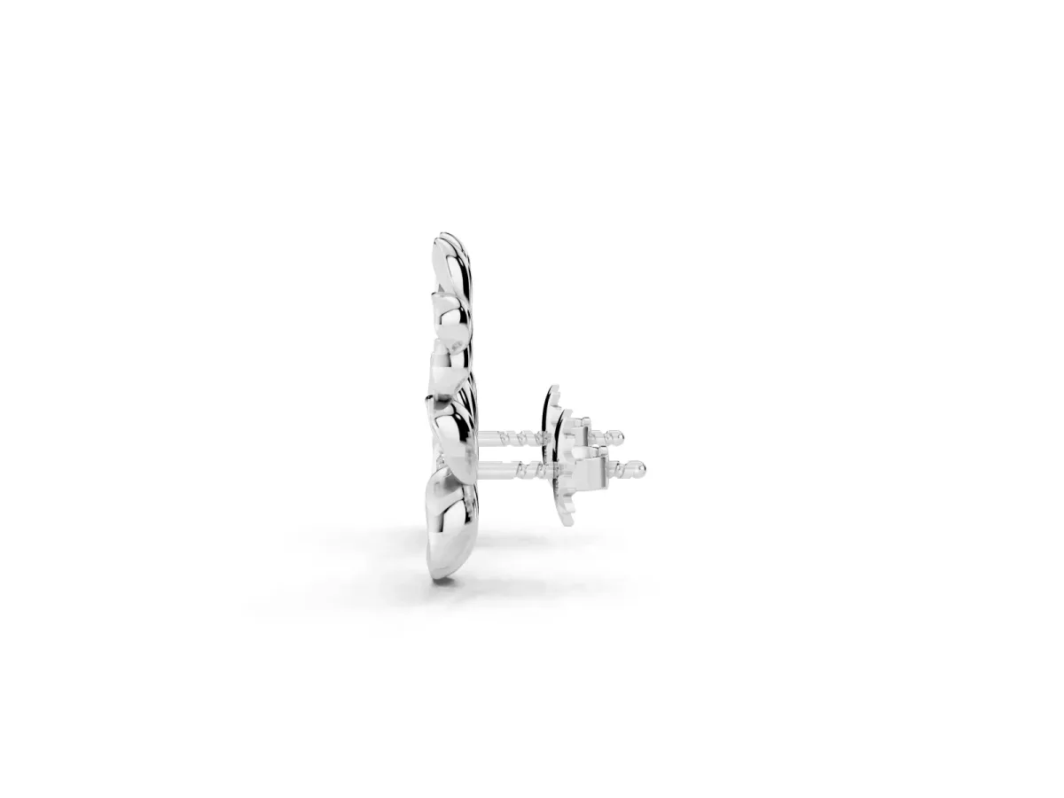 Round Diamond Plumeria Climber Earrings Silver