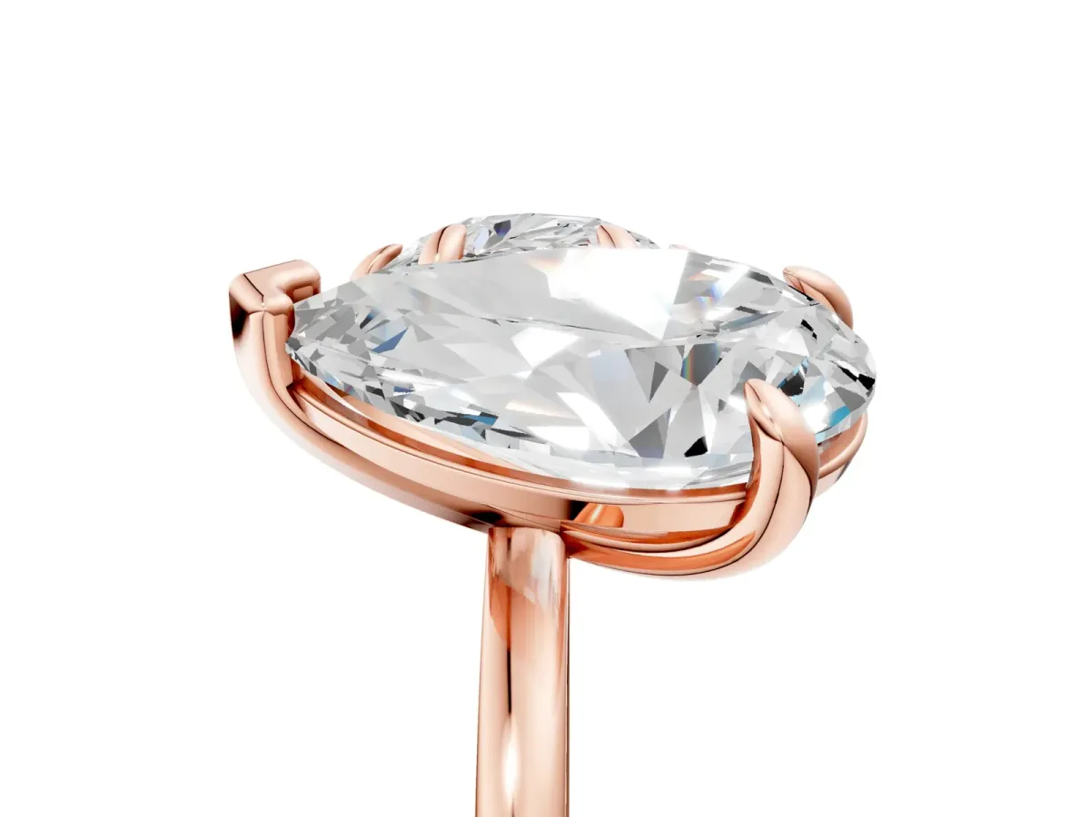Round and Pear Toi Moi Ring with Prong Setting and Plain Band Rose gold