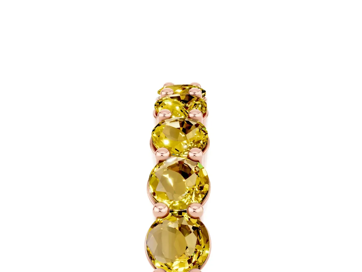 Round Yellow Sapphire Half Eternity Band with Prong Setting Rose gold
