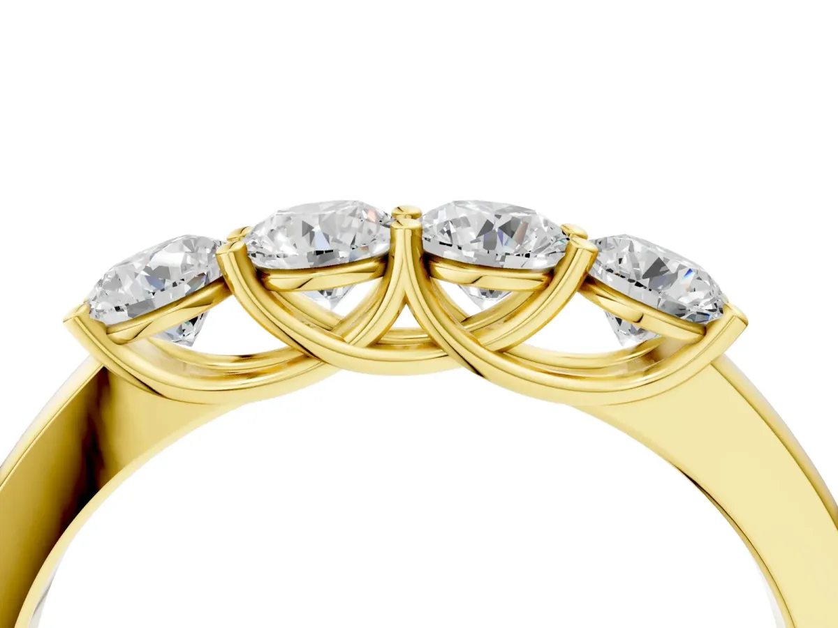 Four-Stone Round Diamond Prong-Set Band Yellow gold