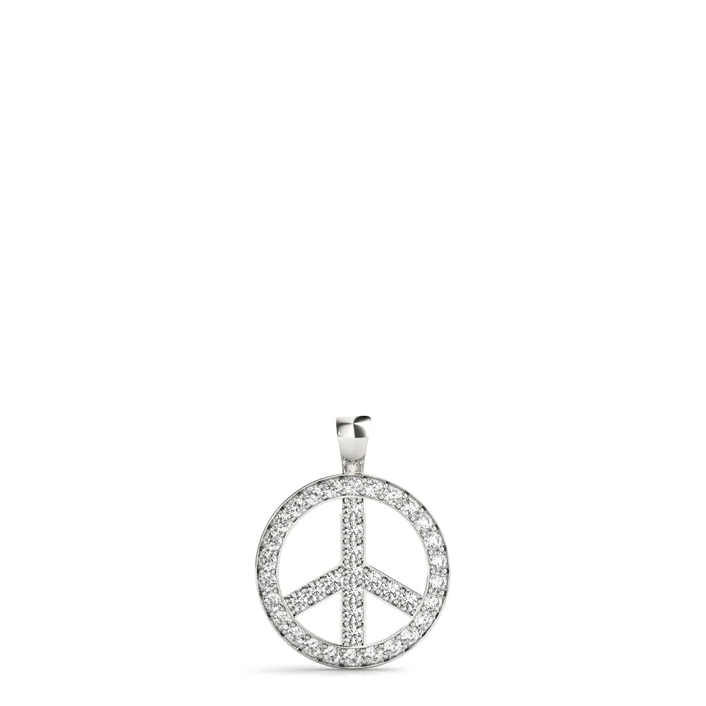 Round Brilliant Pavé-Set Diamond Peace Pendant Silver