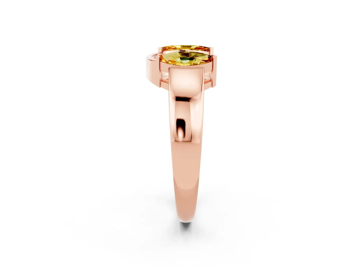 Marquise Citrine Open Band Ring with Tension Setting Rose gold