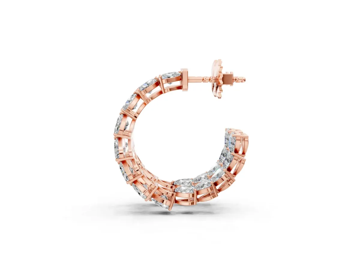 Heart Diamond Huggie Hoop Earrings Rose gold