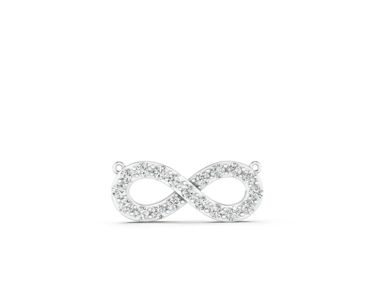 Infinity Pendant with Round Diamond Pavé Setting White gold
