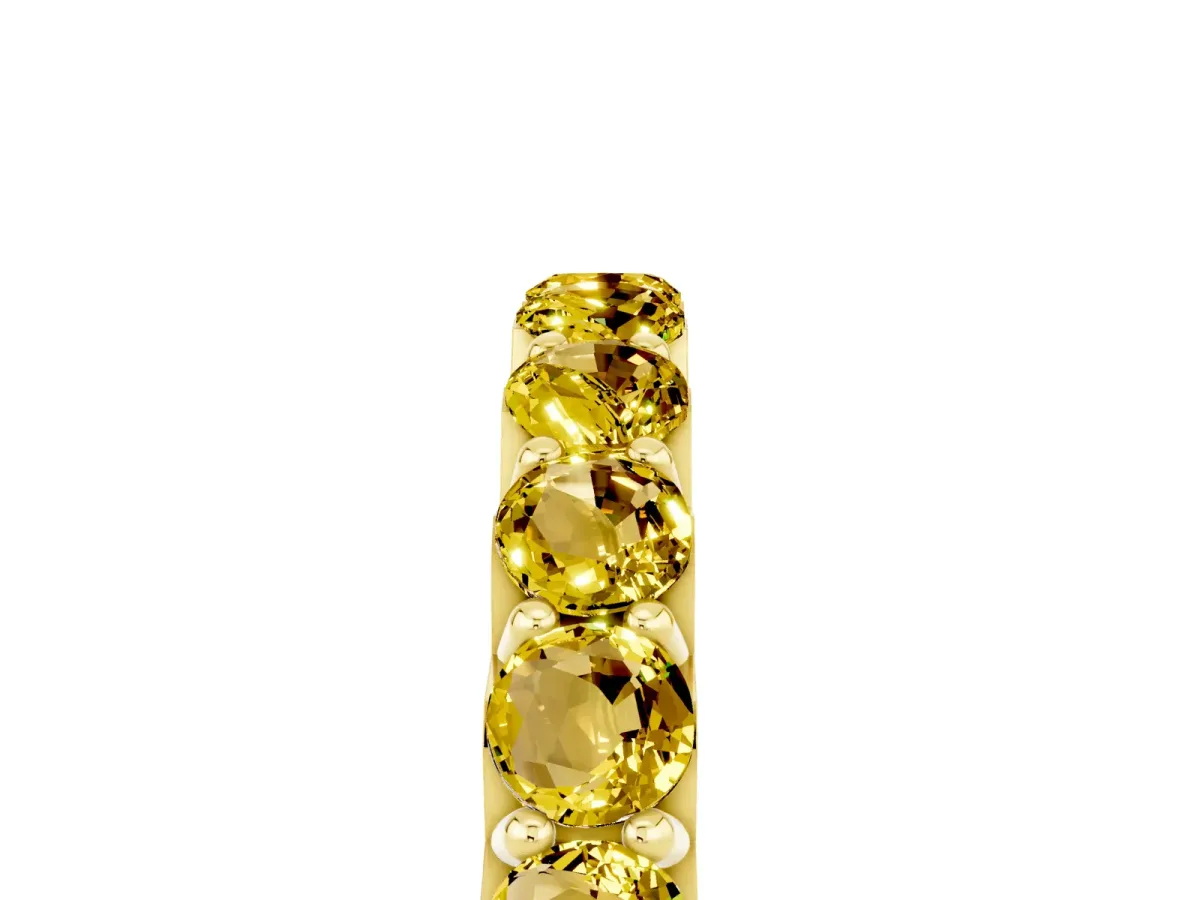 Round Yellow Sapphire Half Eternity Band with Classic Prong Setting Yellow gold