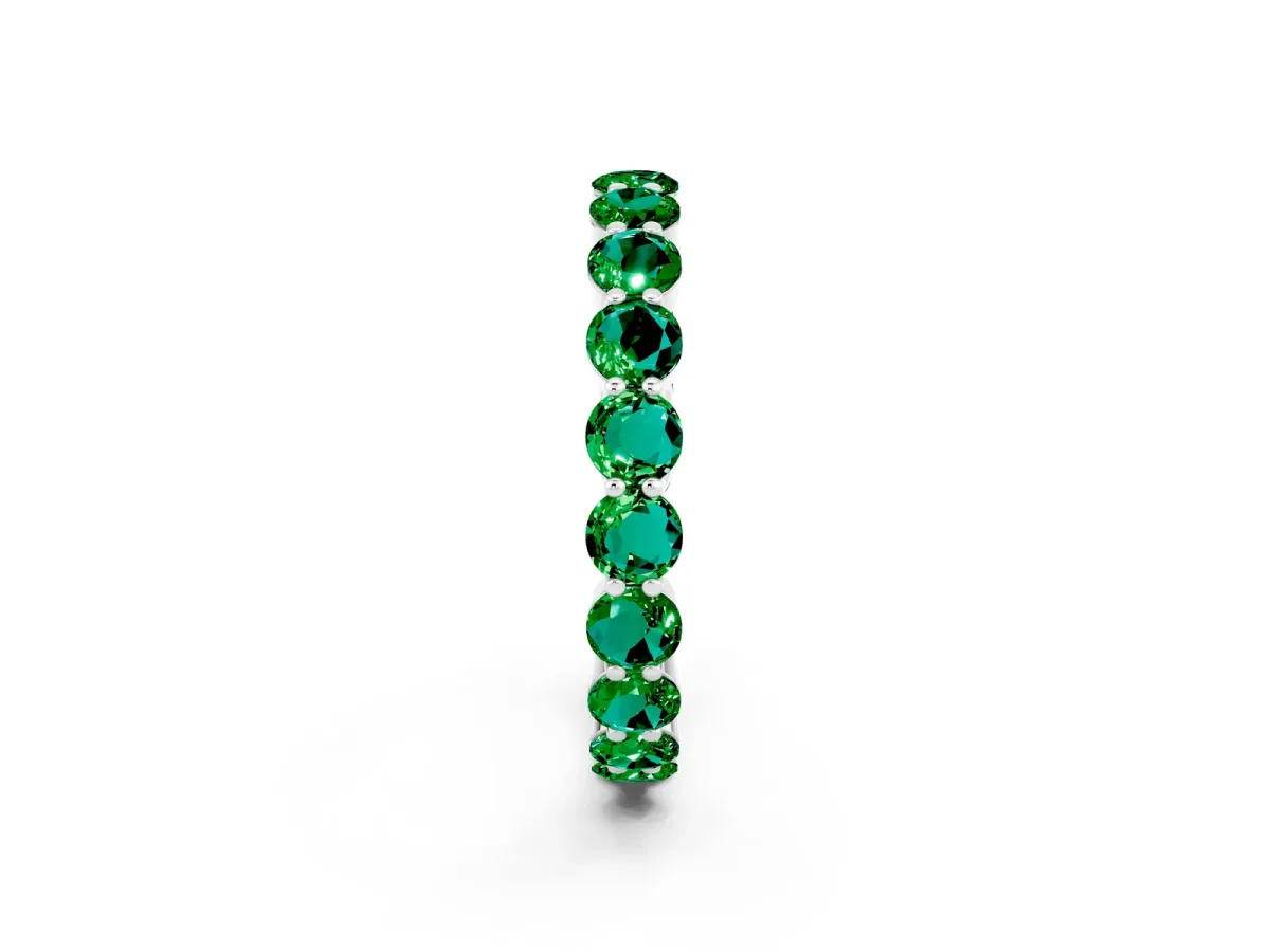 Round Emerald Eternity Band with U-Prong Setting White gold