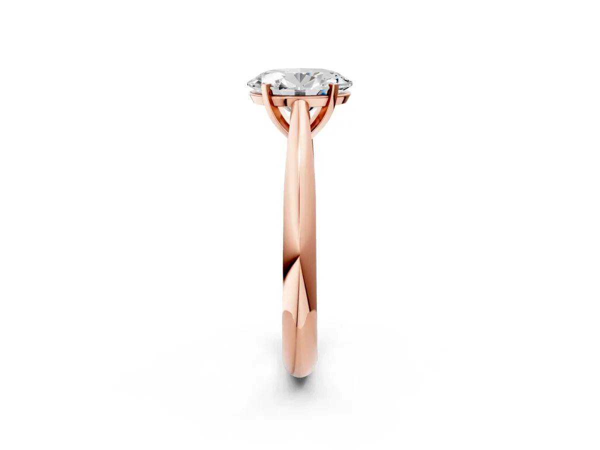 Oval Cut Diamond Solitaire Engagement Ring with Cathedral Setting and Four-Prong Mount Rose gold