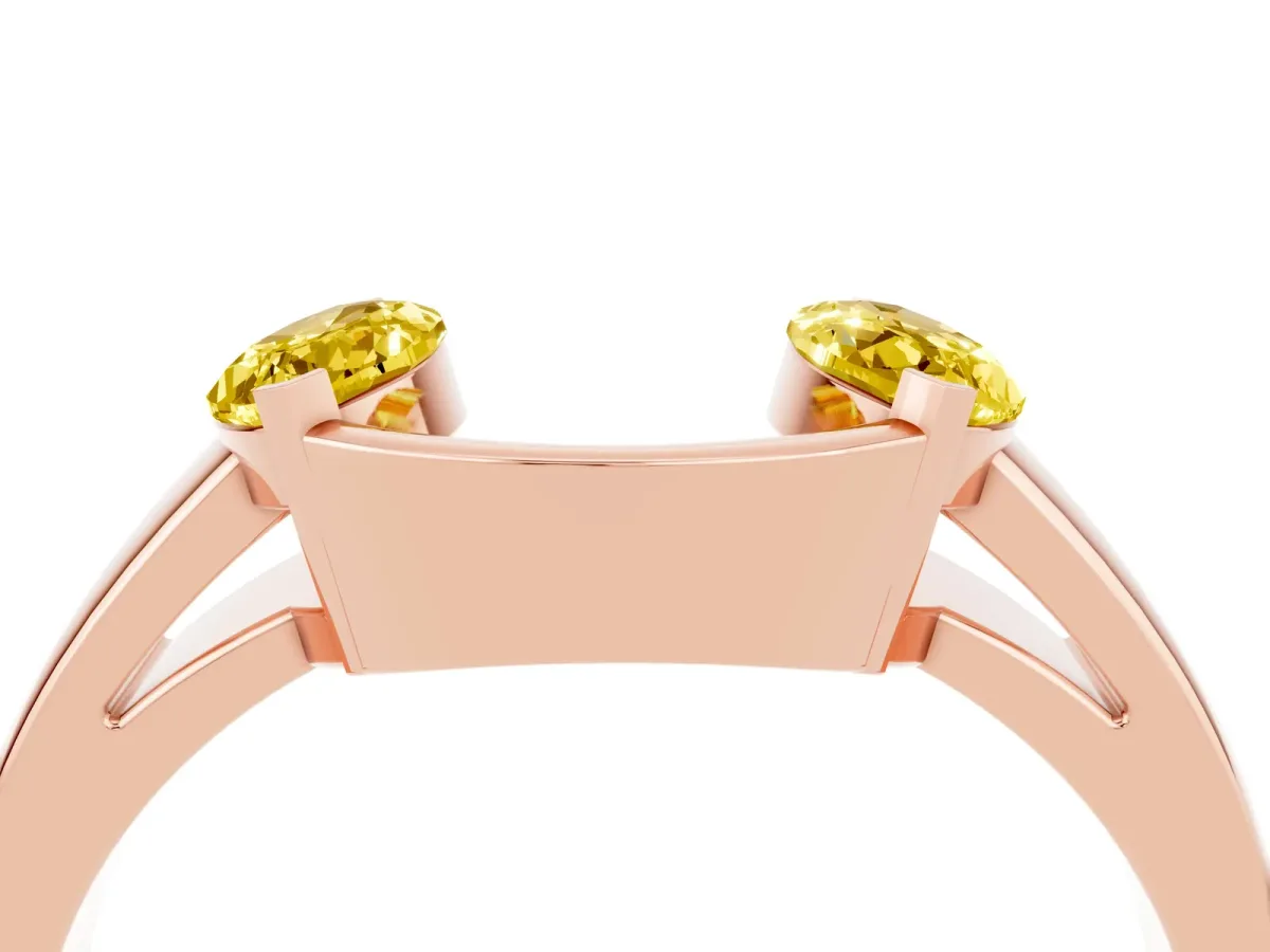 Marquise Yellow Sapphire Open Band Ring with Tension Setting Rose gold