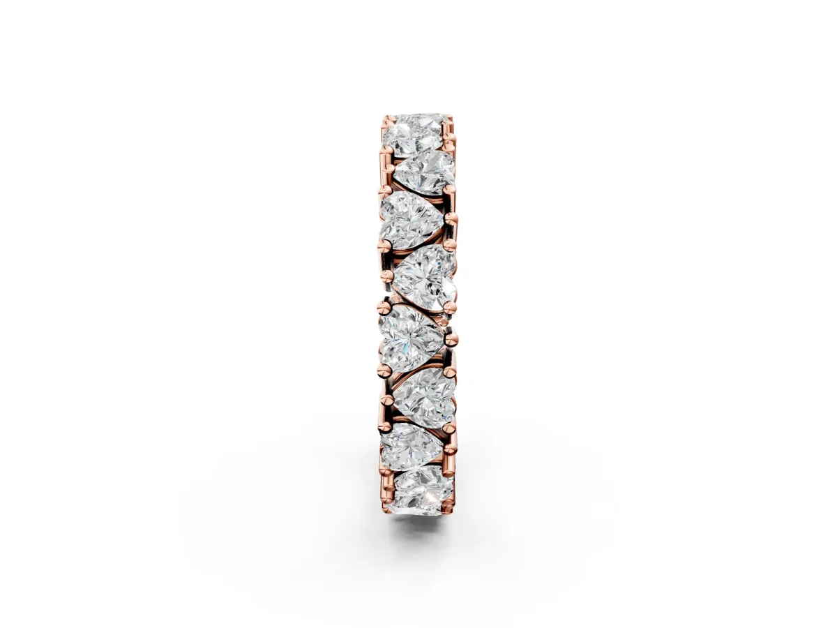 Heart Cut Eternity Band with Shared Prong Setting Rose gold