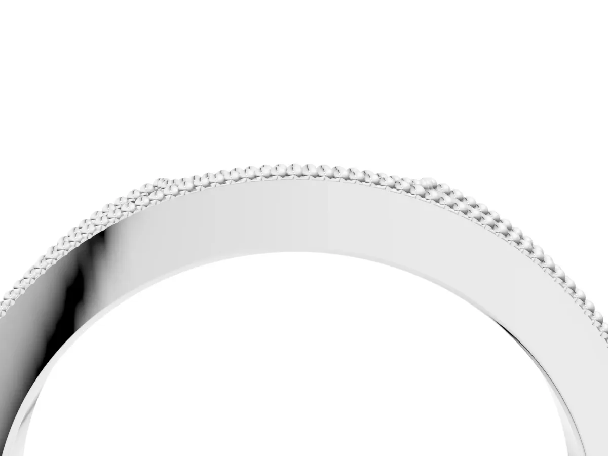 Round Cut Pavé Diamond Contour Band with Milgrain Detailing Silver