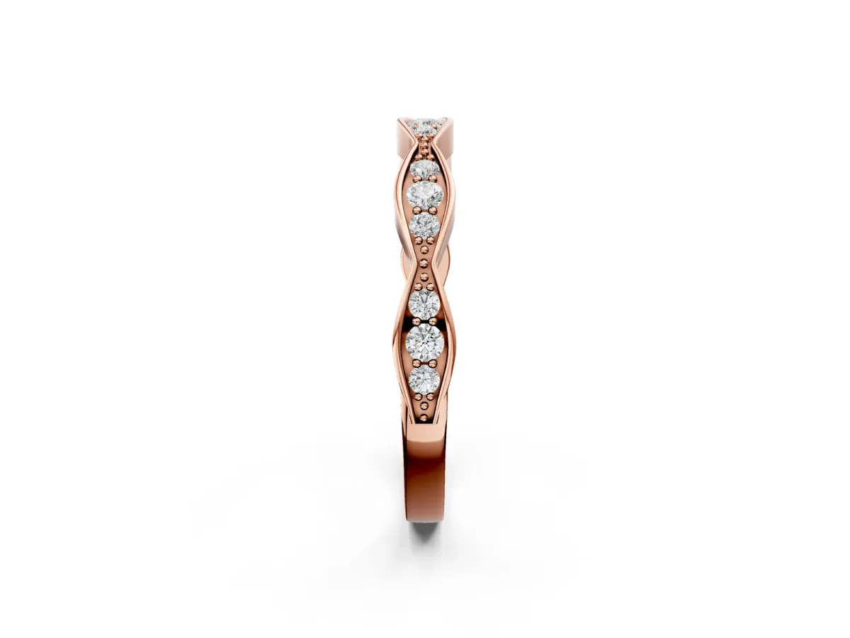 Round Diamond Scalloped Pavé Eternity Band Rose gold
