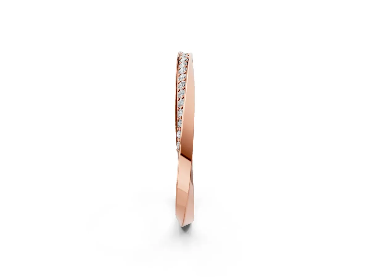 Pavé Round Diamond Twist Band Rose gold