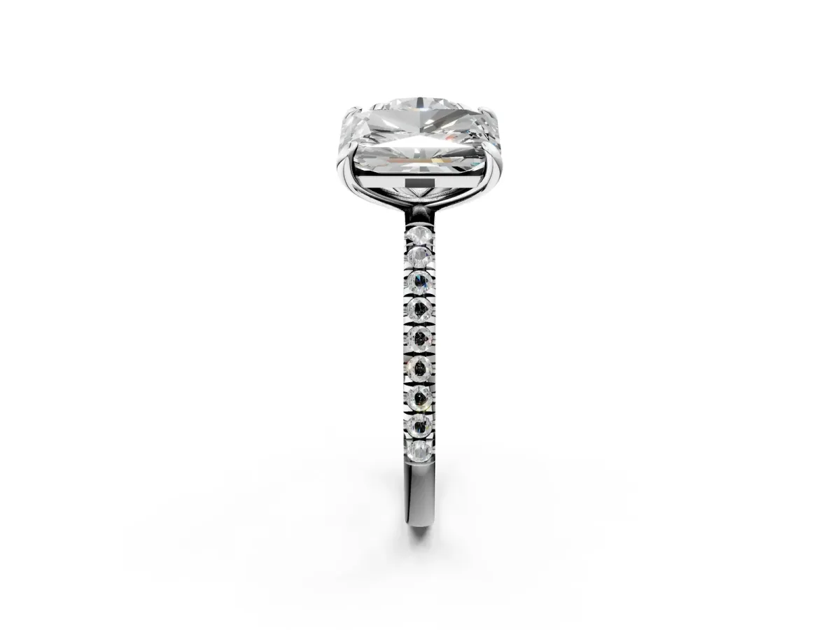Round and Radiant Toi Moi Ring with Prong Setting and Pave Band Silver