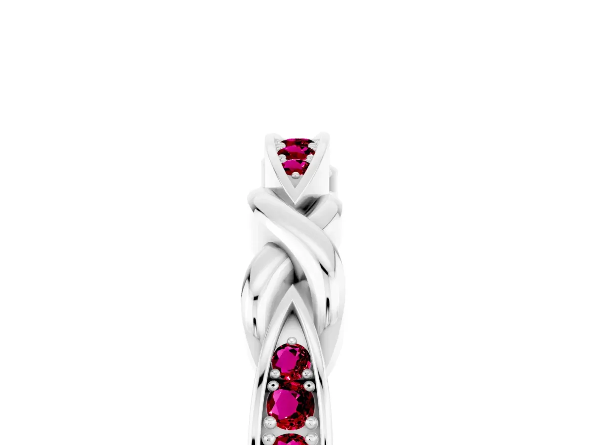 Twisted Marquise Garnet Pavé Band with Shared Prong Setting White gold