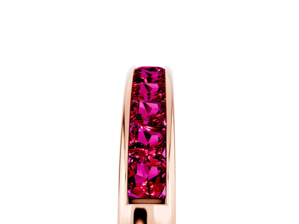 Channel Set Princess Cut Garnet Eternity Band Rose gold