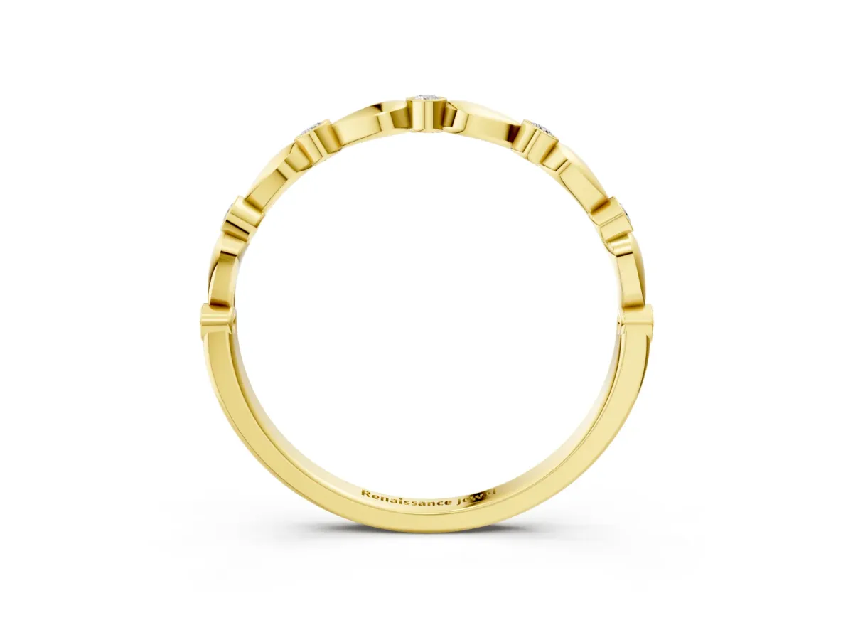 Bezel-Set Round Diamond Marquise Eternity Band Yellow gold