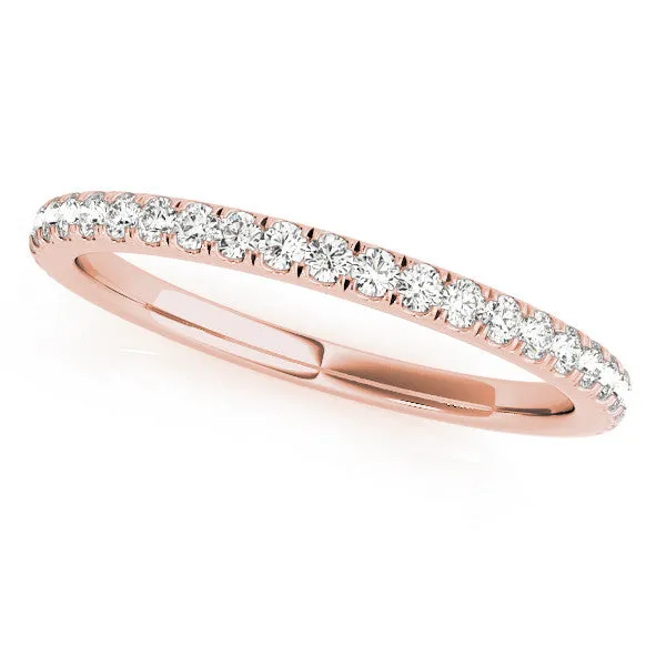 Round Cut Diamond Pavé Eternity Band with Shared Prong Setting Rose gold