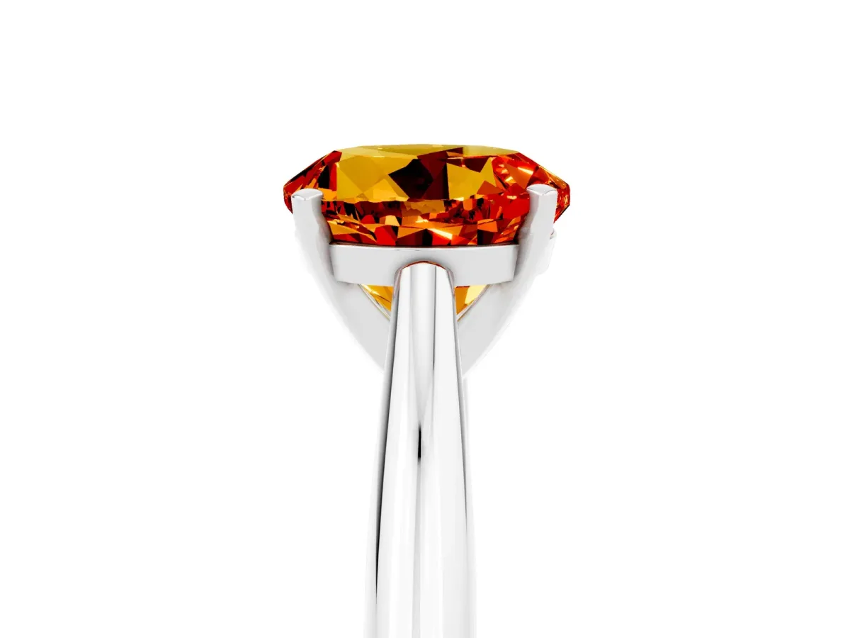 Round Cut Citrine Solitaire Engagement Ring with Cathedral Setting and Four-Prong Mount White gold