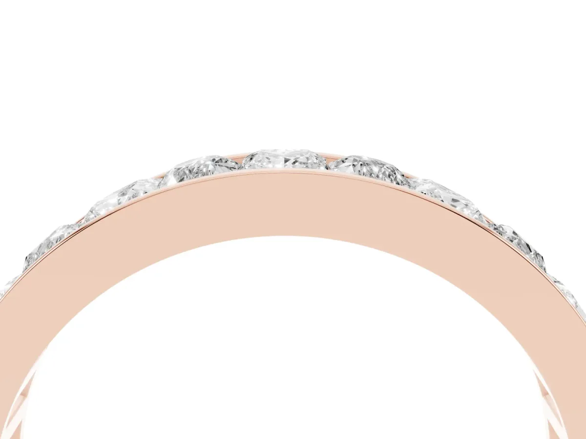 Princess Diamond Channel Set Promise Ring with Round Diamond Accents Rose gold