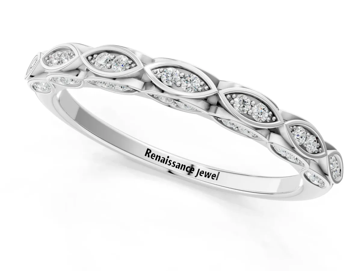 Marquise Diamond Eternity Band with Pavé and Bezel Setting White gold