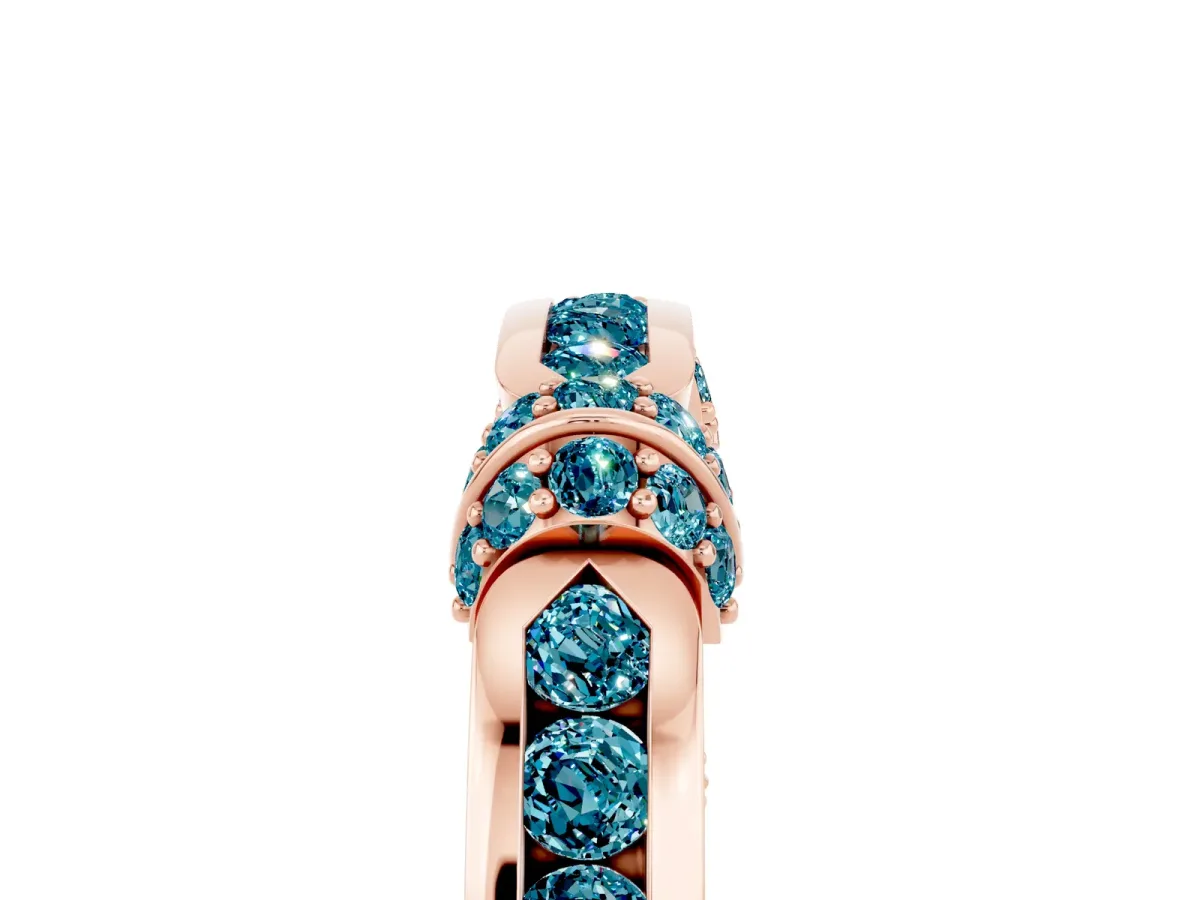 Pavé Round Blue Topaz Link Band with Bezel Setting Rose gold