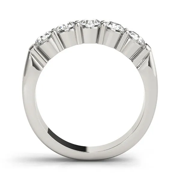 Five-Stone Round Diamond Channel Band with Prong Setting White gold
